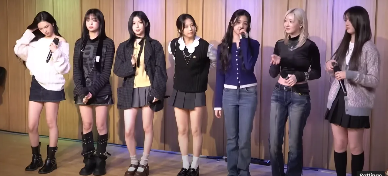 All seven members of Babymonster promoting Drip on SBS Radio in November 2024