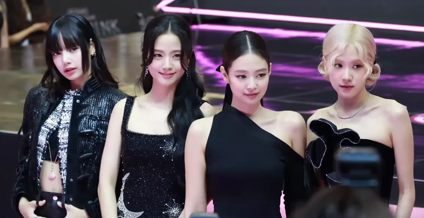 Blackpink at the pink carpet event for their concert film in Seoul, August 2024