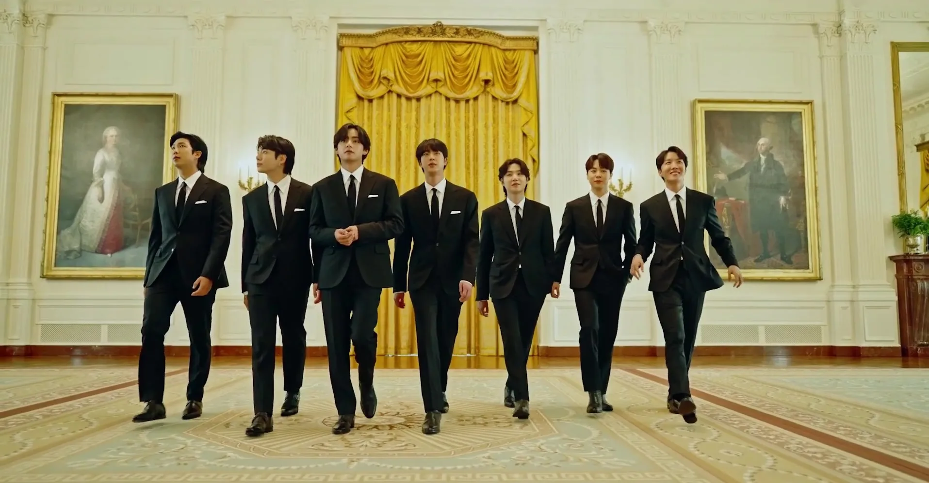The seven members of BTS at the White House on May 31, 2022