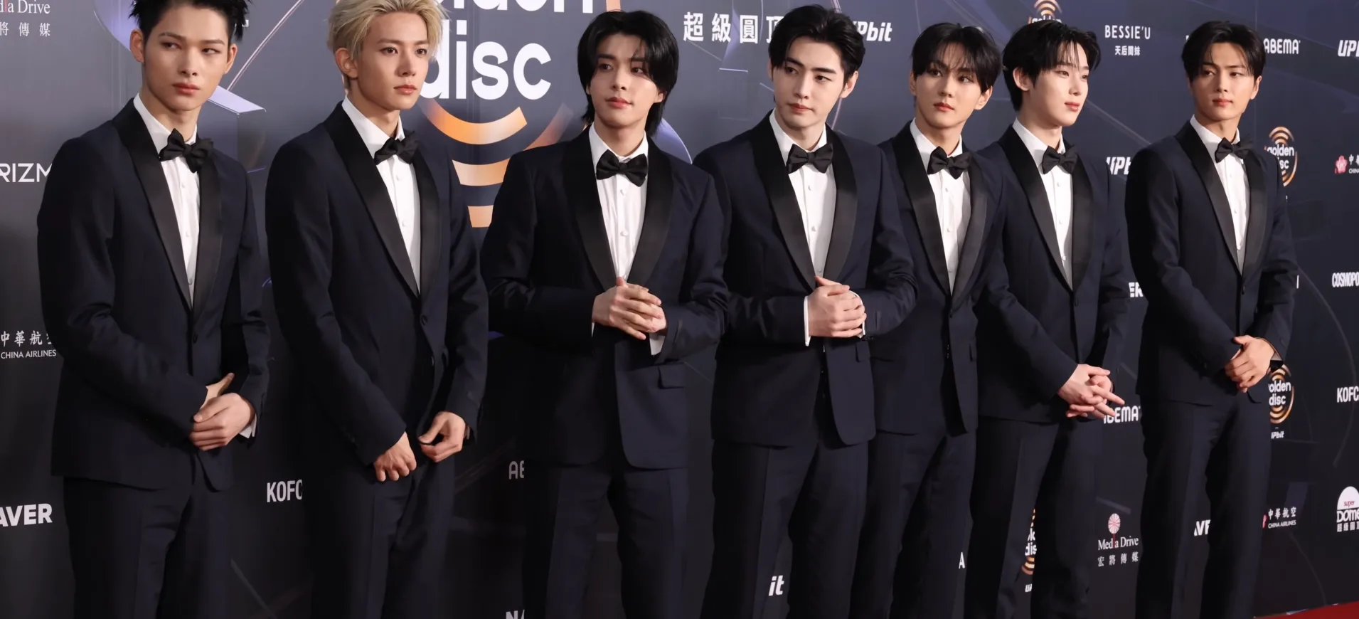 ENHYPEN at the Golden Disc Awards in January 2026, with former member Heeseung in the seven-member lineup