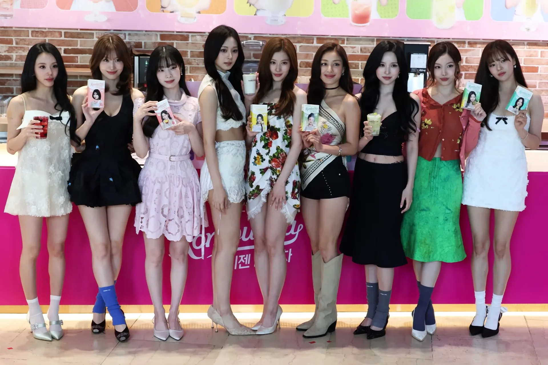 Twice photographed together at a brand photocall in June 2026