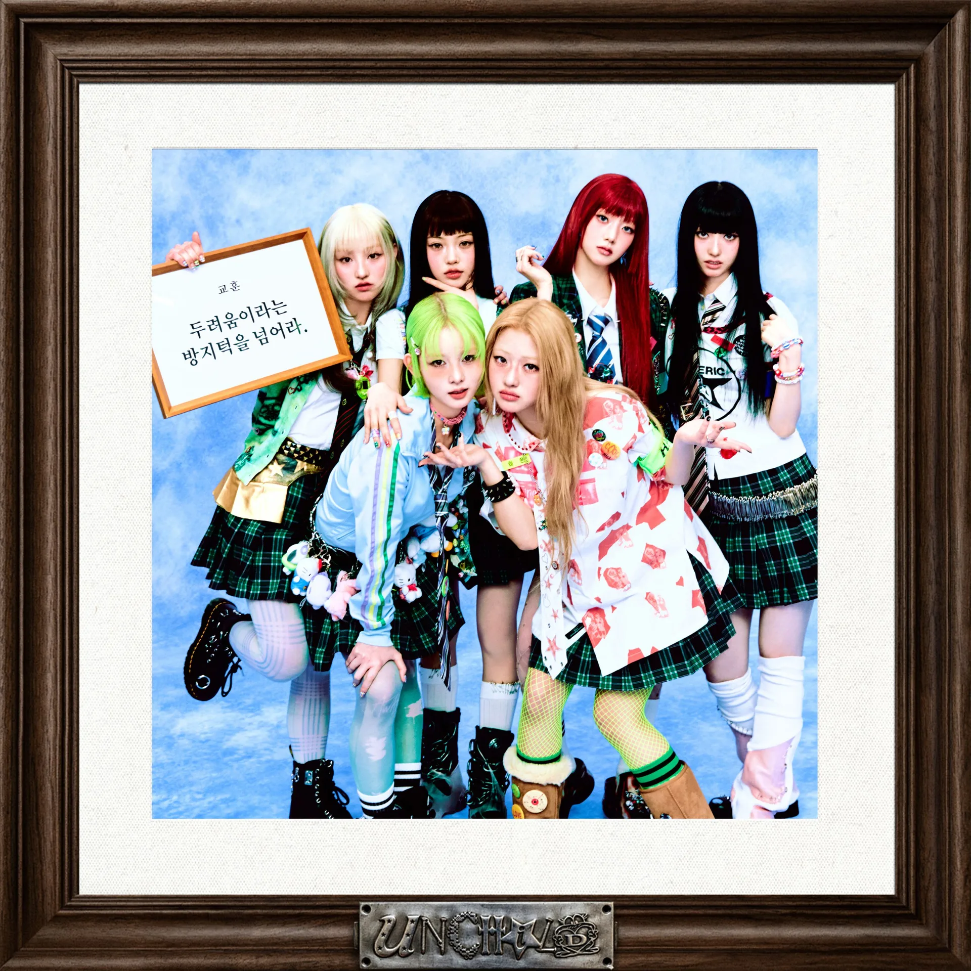 UNCHILD's six members together in a framed official debut photograph