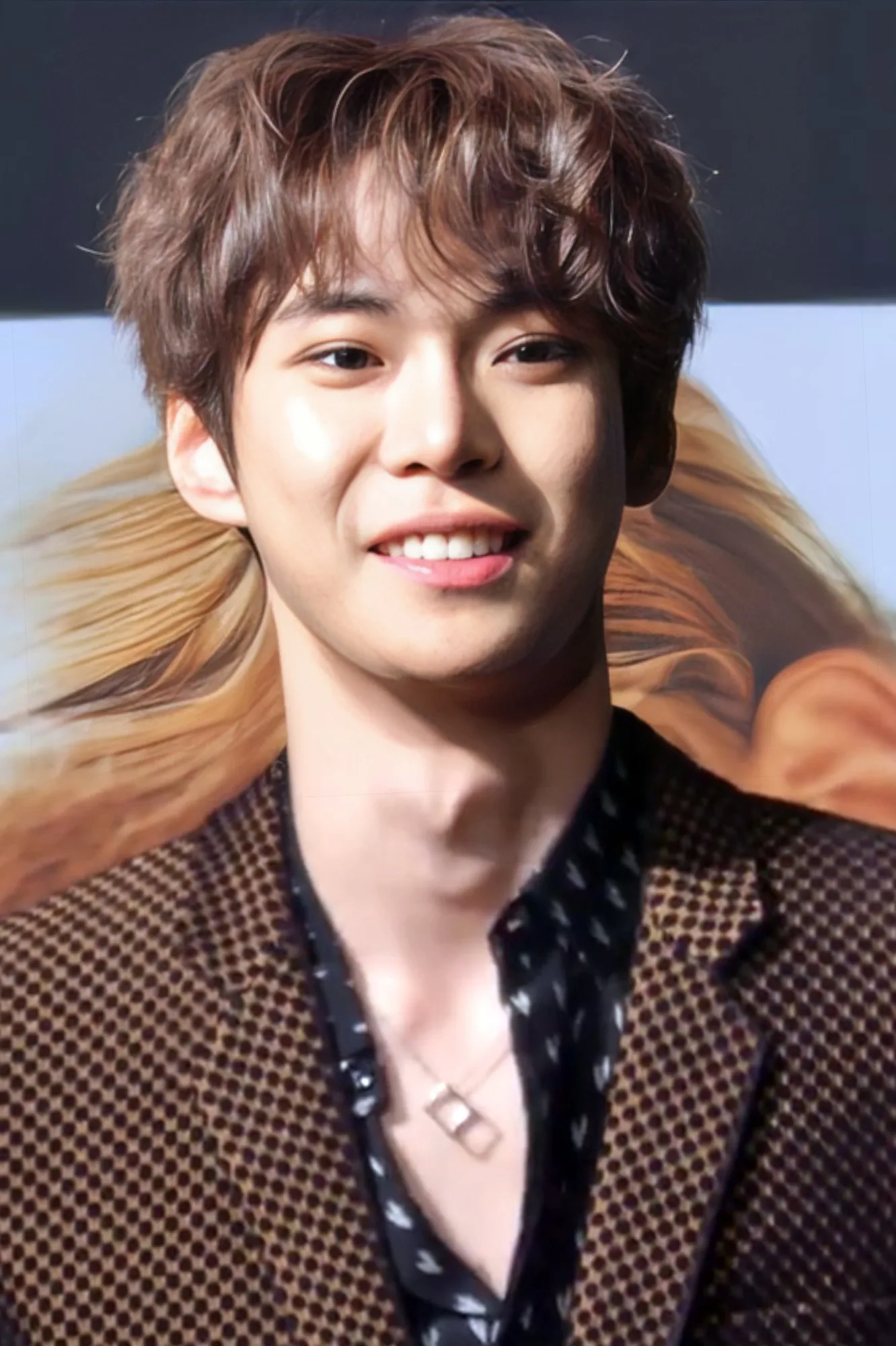 Doyoung at the We Are Superhuman press conference in May 2019