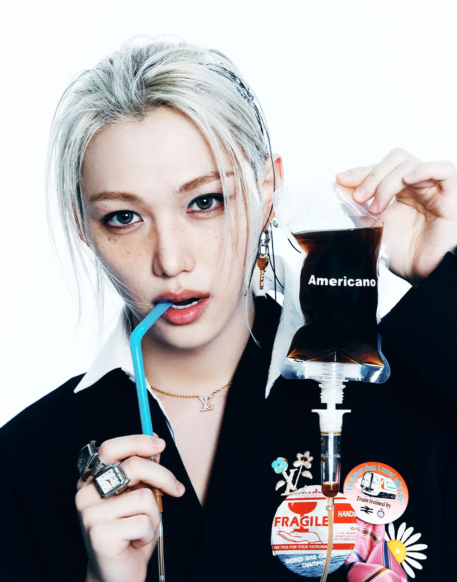 Felix of Stray Kids in an official JYP studio portrait