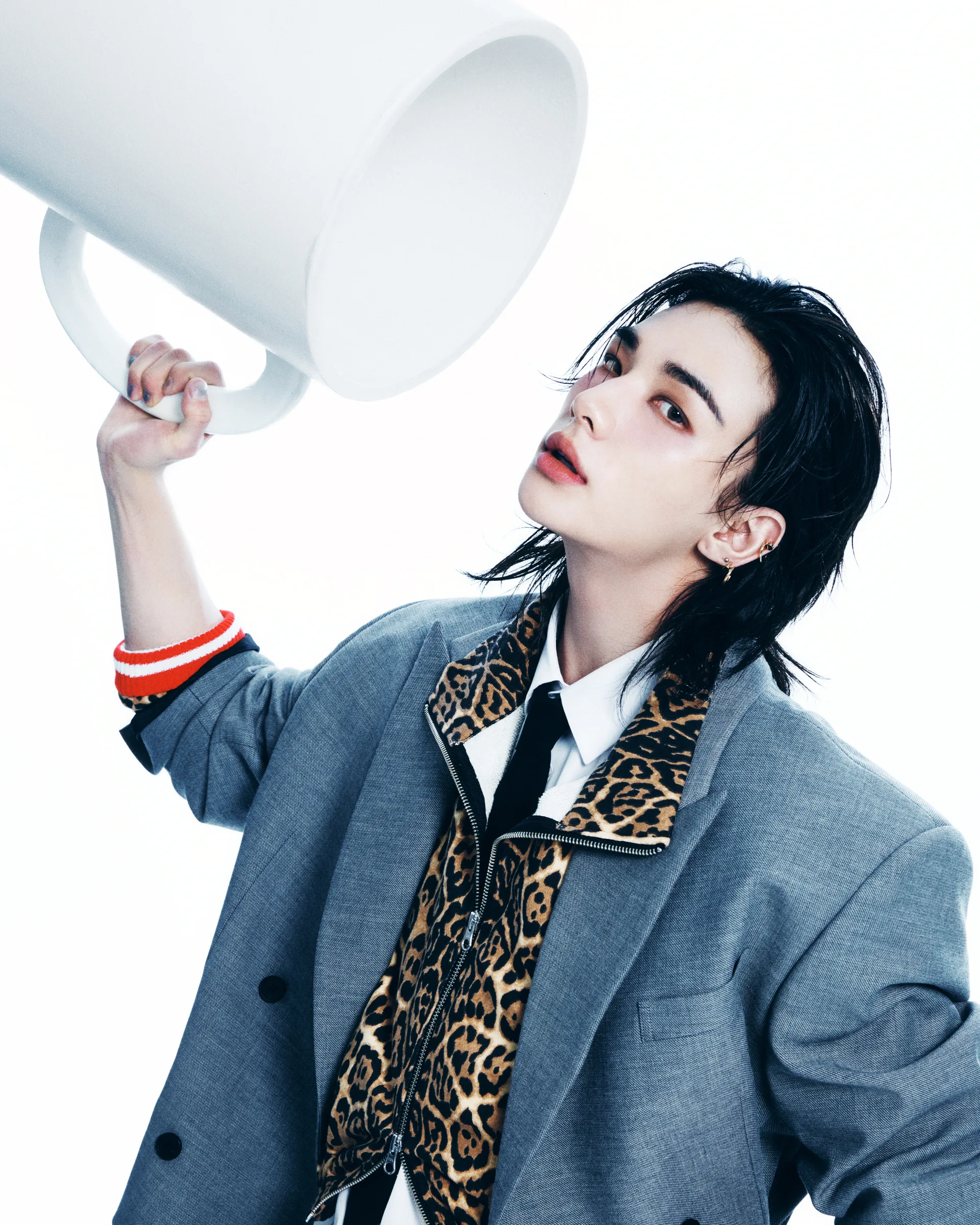 Hyunjin of Stray Kids in an official JYP studio portrait