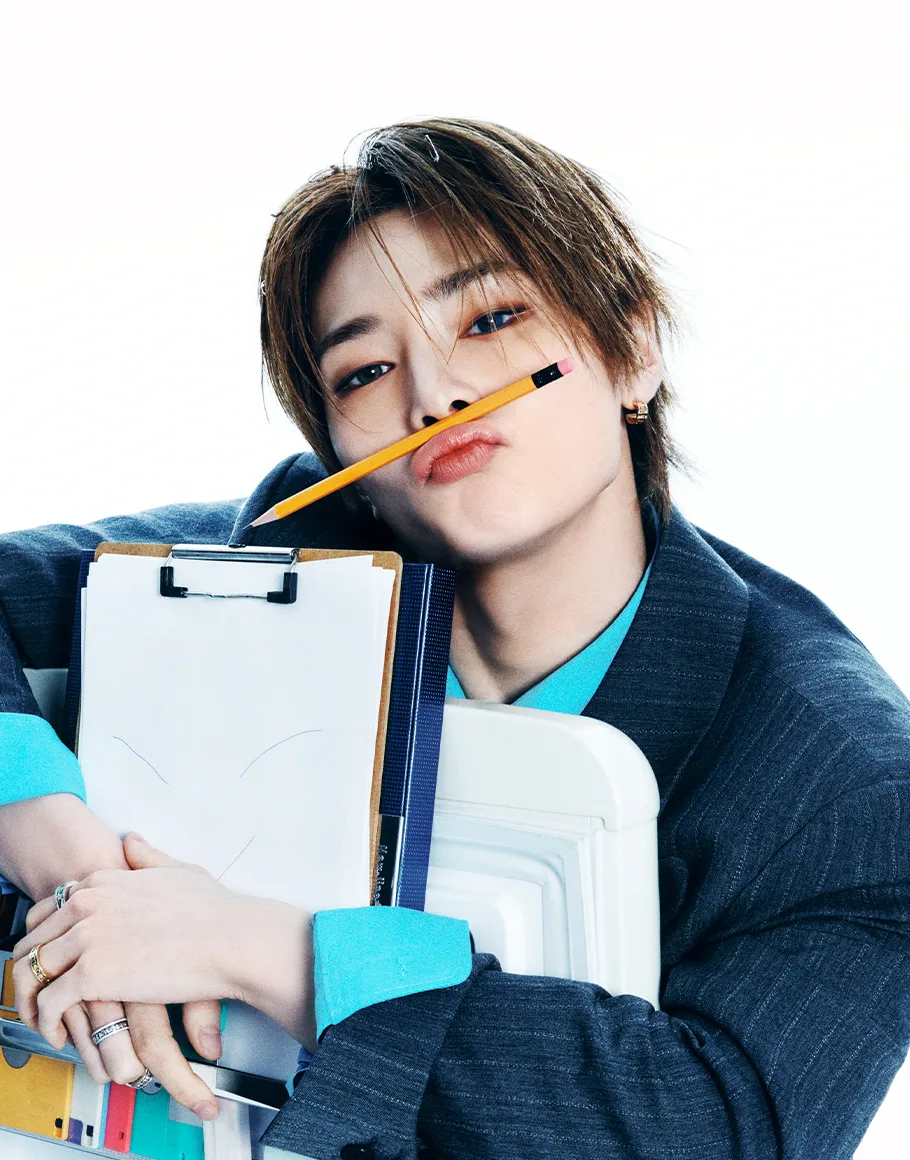 I.N of Stray Kids in an official JYP studio portrait