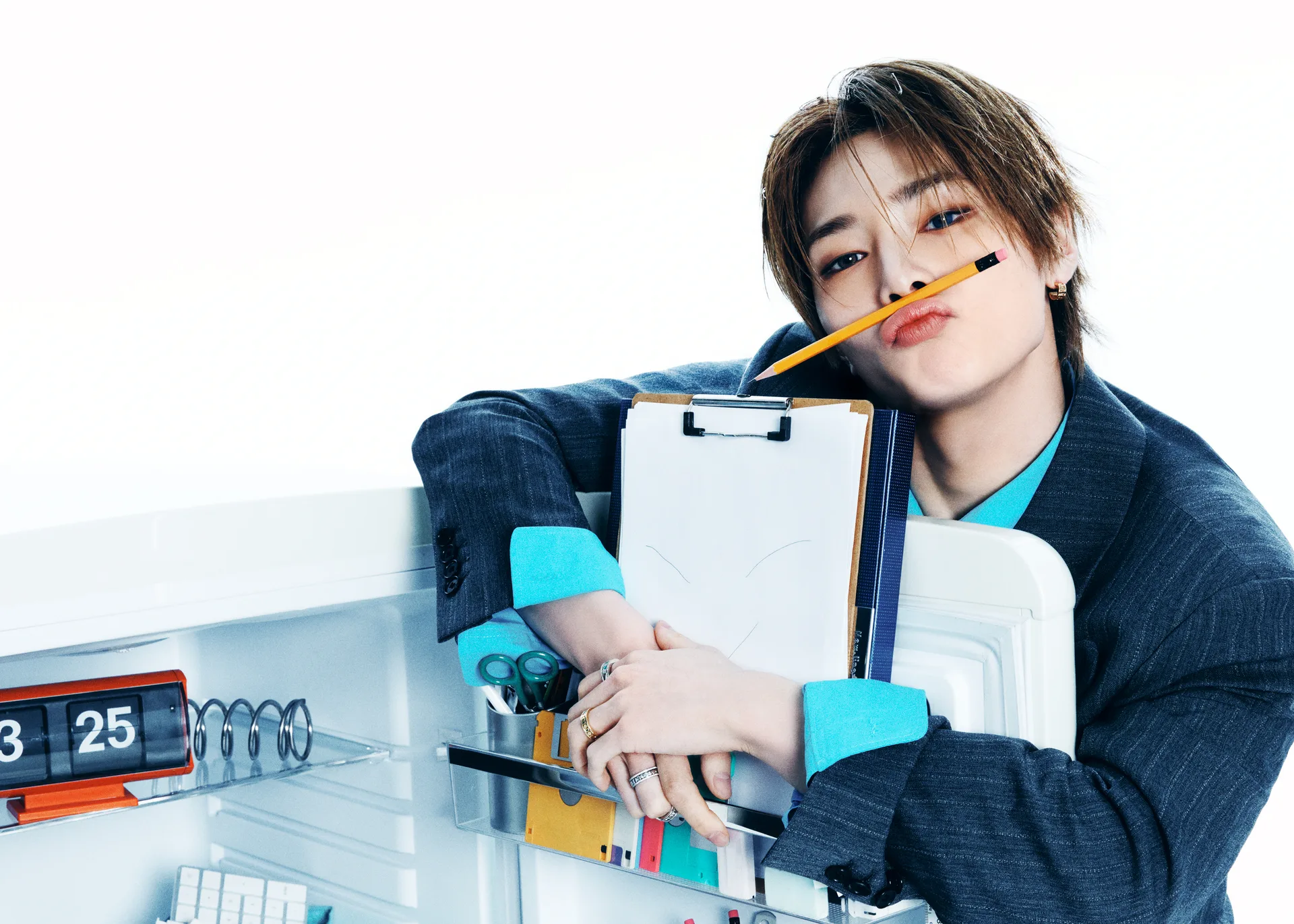I.N of Stray Kids in an official JYP studio portrait