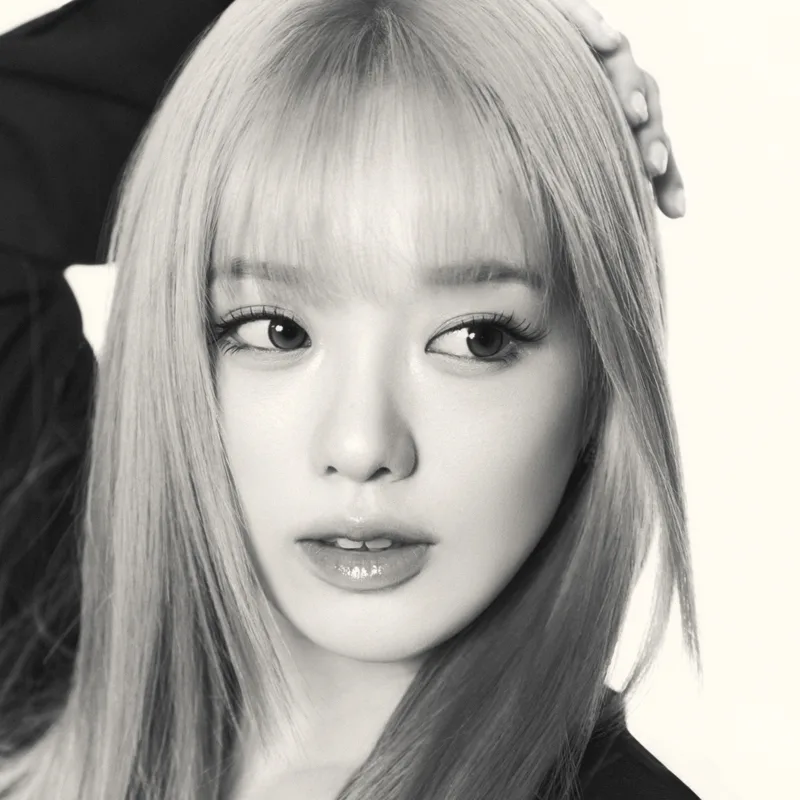 Rio of NiziU — official black-and-white profile portrait