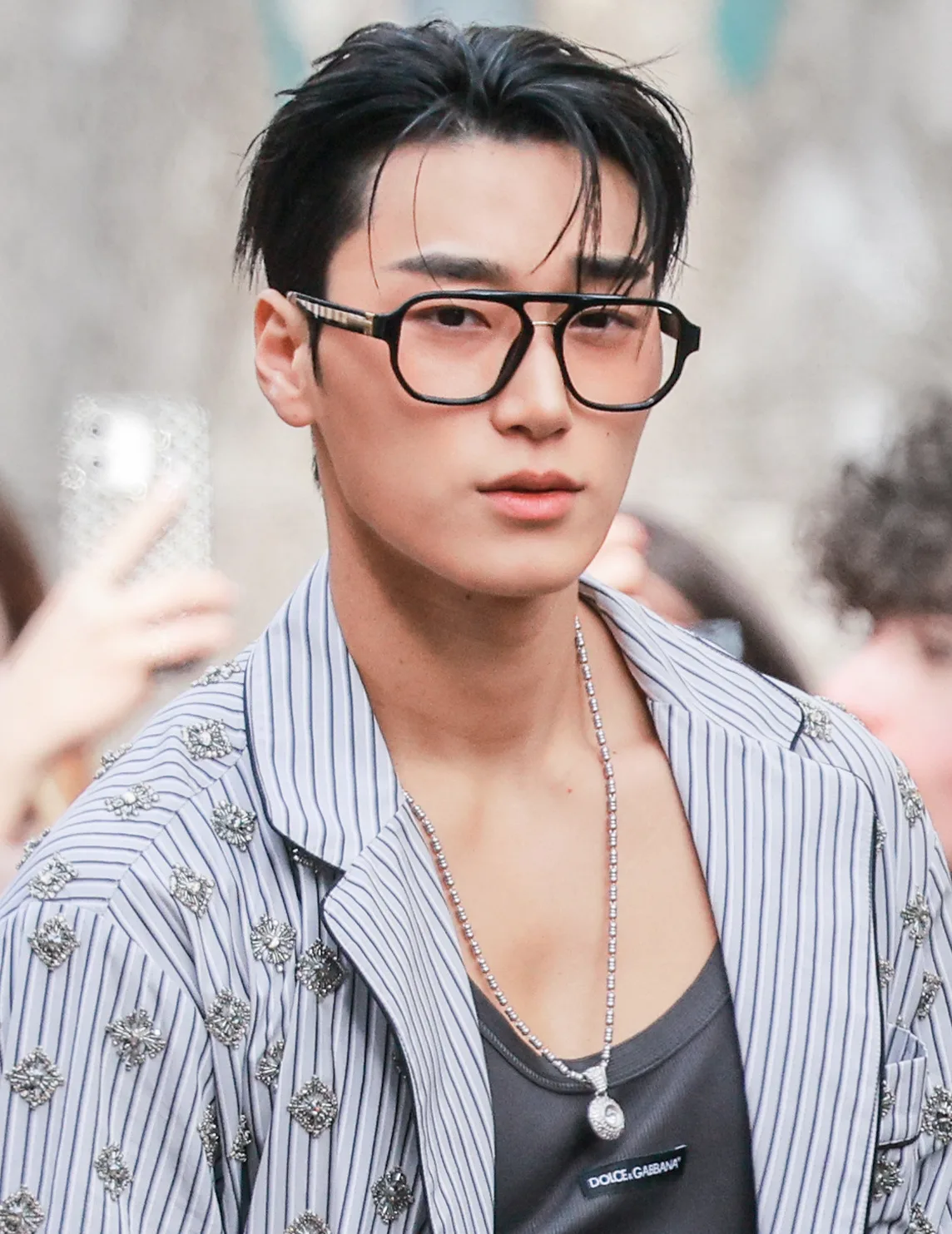 San of ATEEZ at the Dolce & Gabbana show in Milan on February 28, 2026