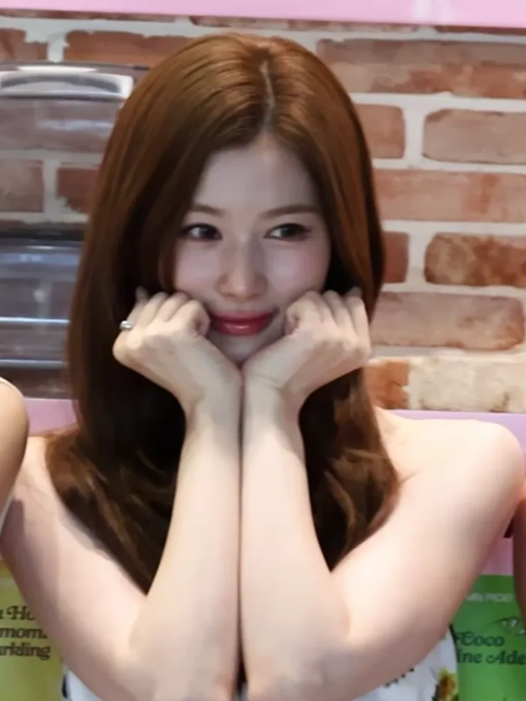 Sana of Twice at a brand photocall in June 2026