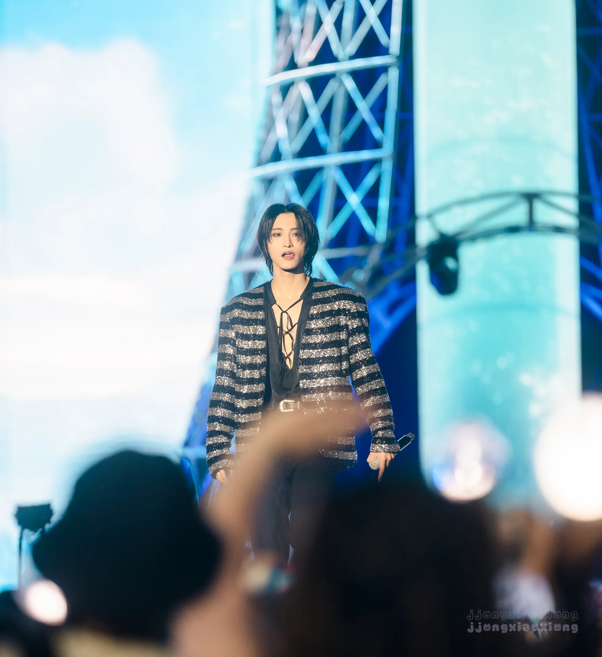 Seonghwa of ATEEZ performing in New York on August 3, 2024
