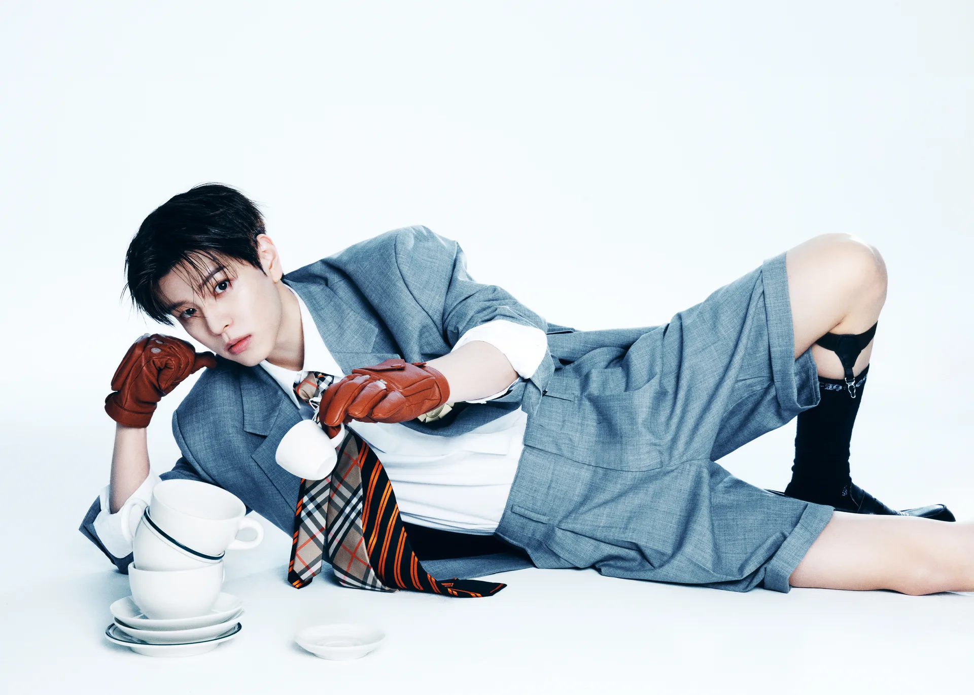 Seungmin of Stray Kids in an official JYP studio portrait