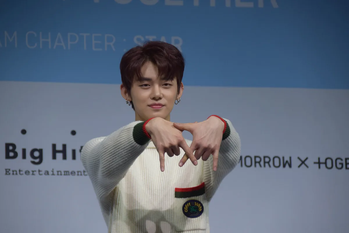 Yeonjun at Tomorrow X Together’s debut showcase in March 2019